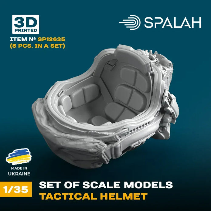 Spalah SP12635 Tactical helmet (5 pcs) Scale Model Kit for Diorama 1:35 | Detailed 3D Printed Resin Kit