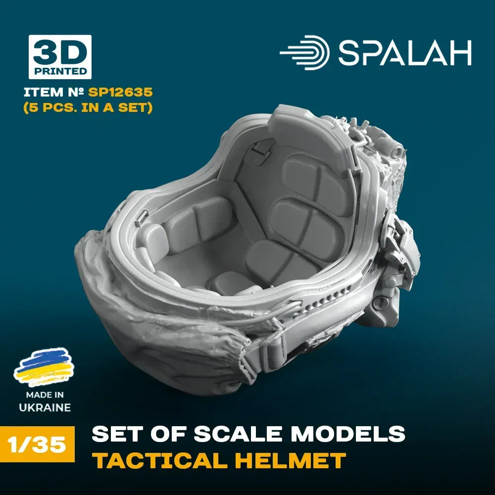 Spalah SP12635 Tactical helmet (5 pcs) Scale Model Kit for Diorama 1:35 | Detailed 3D Printed Resin Kit