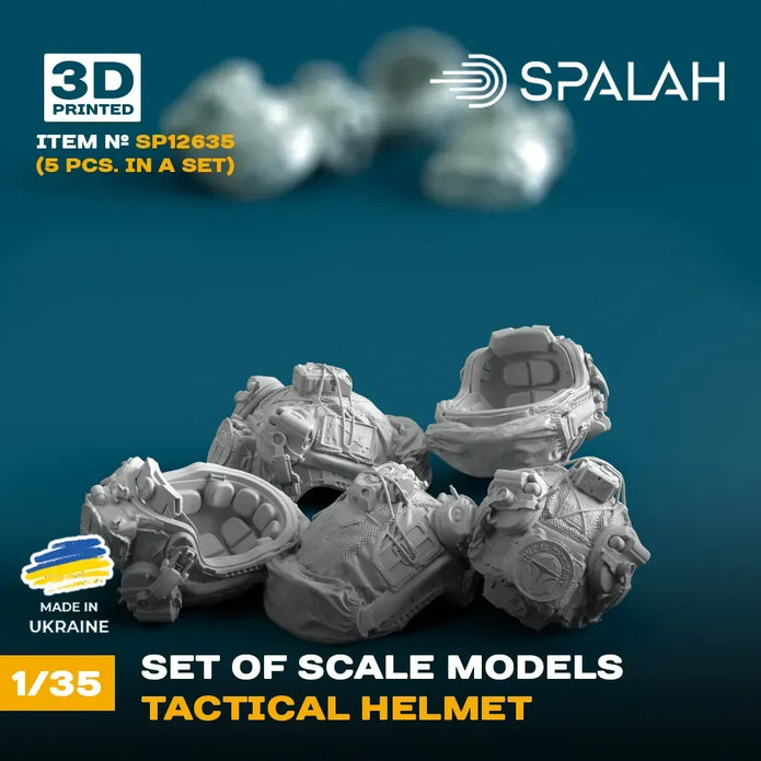 Spalah SP12635 Tactical helmet (5 pcs) Scale Model Kit for Diorama 1:35 | Detailed 3D Printed Resin Kit