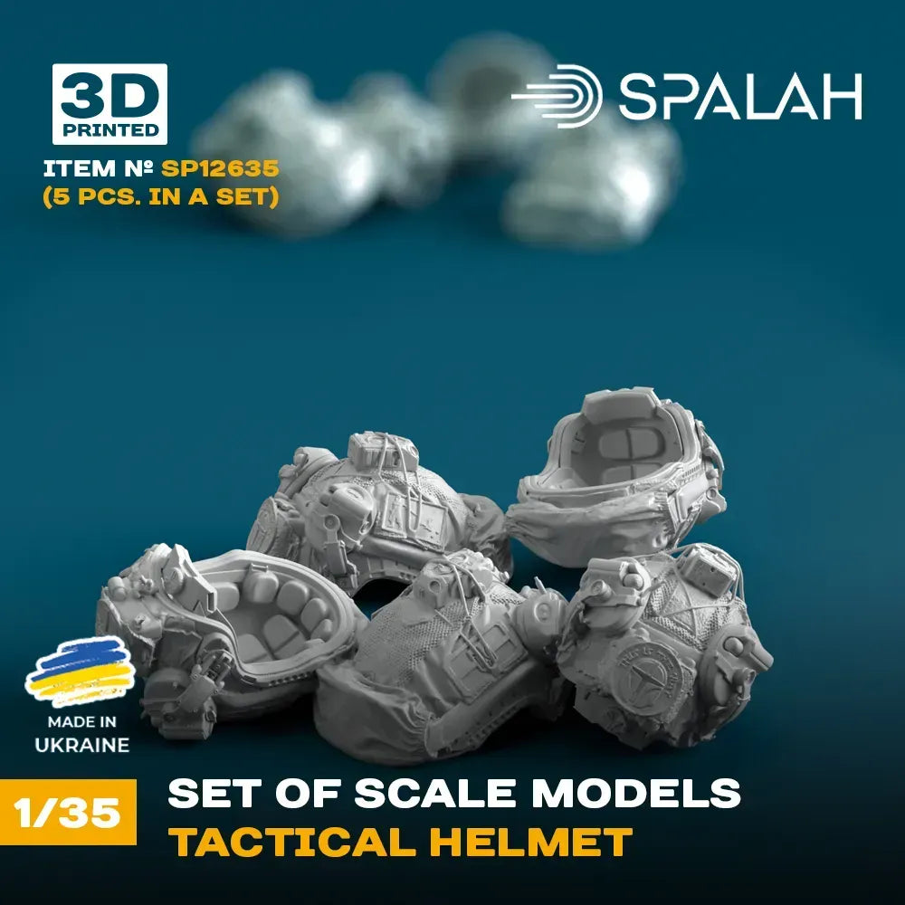 Spalah SP12635 Tactical helmet (5 pcs) Scale Model Kit for Diorama 1:35 | Detailed 3D Printed Resin Kit