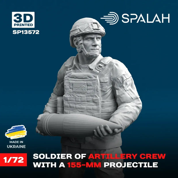 Spalah SP13572 Charger with a 155-mm projectile of M777 Howitzer Scale Figure Model 1:72