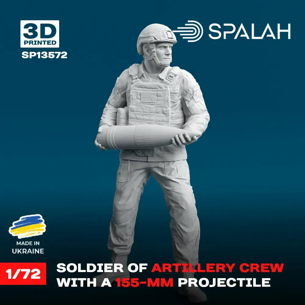 Spalah SP13572 Charger with a 155-mm projectile of M777 Howitzer Scale Figure Model 1:72