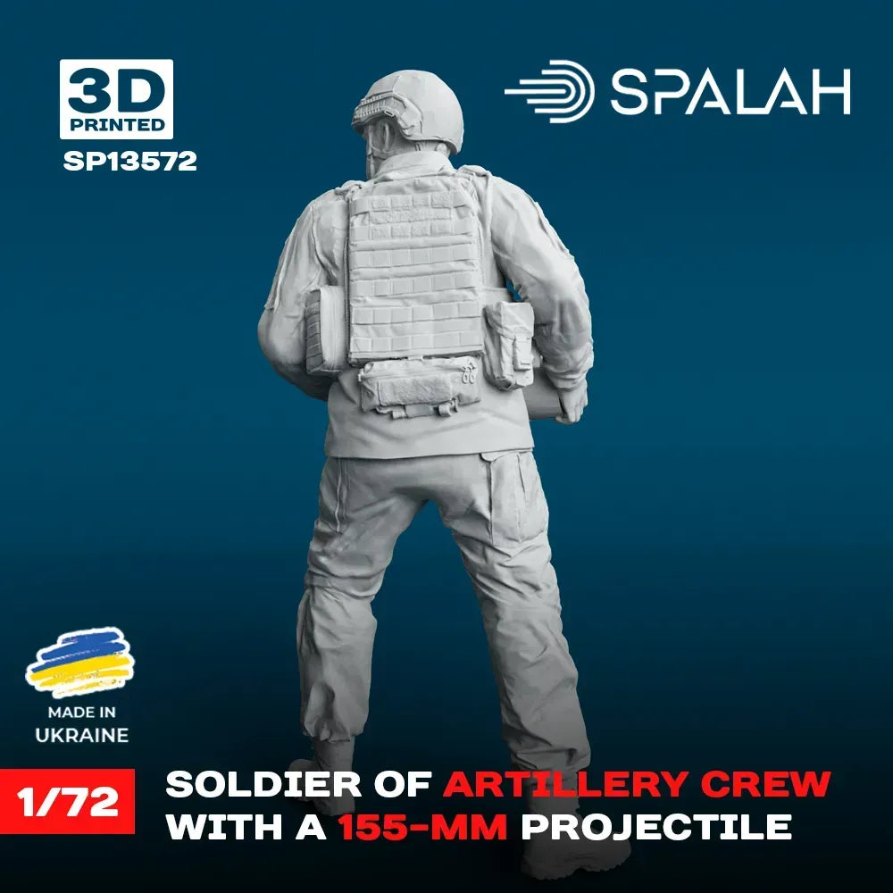 Spalah SP13572 Charger with a 155-mm projectile of M777 Howitzer Scale Figure Model 1:72