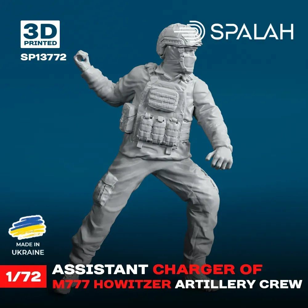 Spalah SP13772 Assistant charger of M777 Howitzer Scale Figure Model 1:72 | Detailed 3D Printed Resin Kit