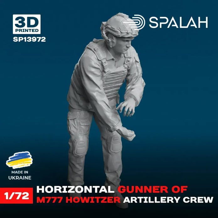 Spalah SP13972 Horizontal gunner of M777 Howitzer Scale Figure Model 1:72 | Detailed 3D Printed Resin Kit