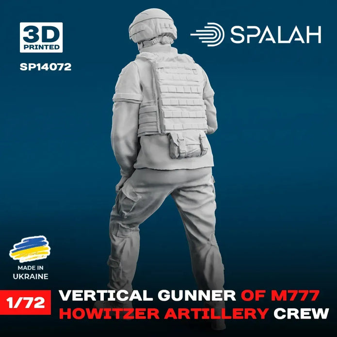 Spalah SP14072 Vertical gunner of M777 Howitzer Scale Figure Model 1:72 | Detailed 3D Printed Resin Kit