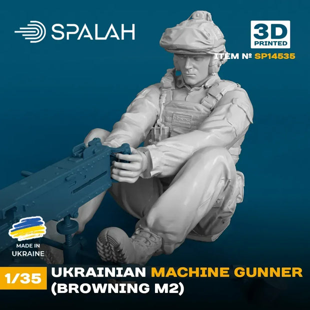 Spalah SP14535 Figure Ukrainian Machine Gunner (Browning M2) Scale 1:35 | Detailed 3D Printed Resin Kit