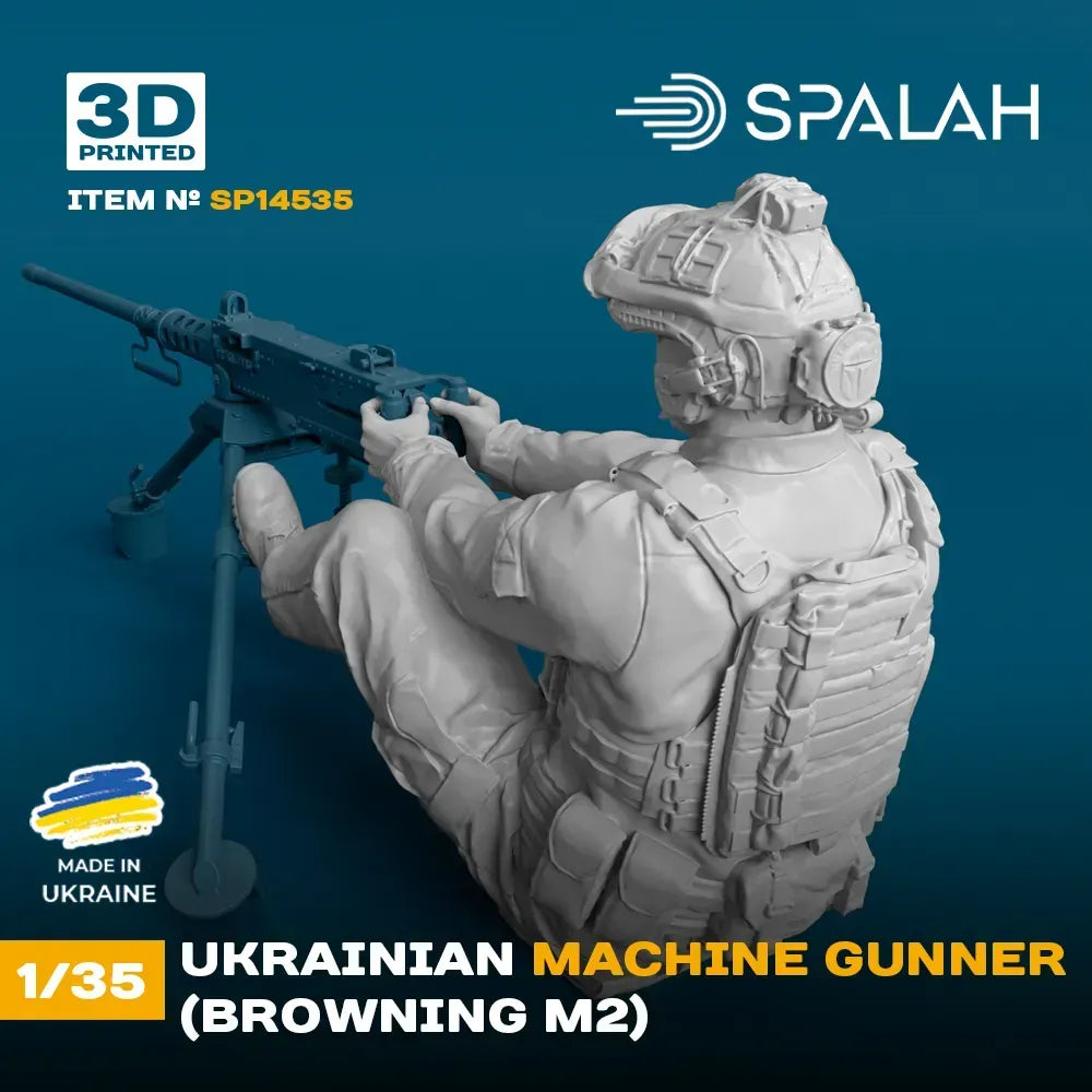 Spalah SP14535 Figure Ukrainian Machine Gunner (Browning M2) Scale 1:35 | Detailed 3D Printed Resin Kit