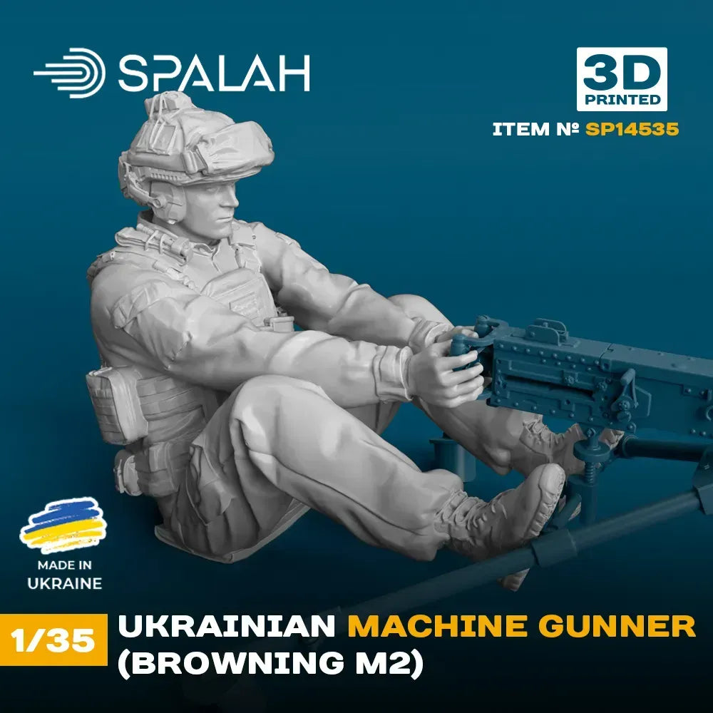 Spalah SP14535 Figure Ukrainian Machine Gunner (Browning M2) Scale 1:35 | Detailed 3D Printed Resin Kit
