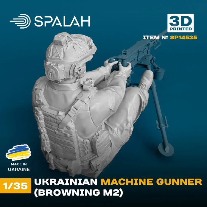 Spalah SP14535 Figure Ukrainian Machine Gunner (Browning M2) Scale 1:35 | Detailed 3D Printed Resin Kit