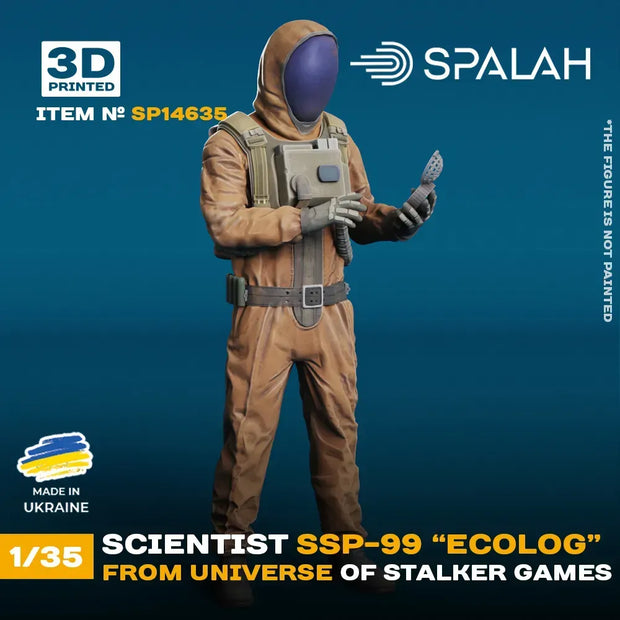 Spalah SP14635 Figure Scientist SSP-99 Ecologist from STALKER universe Scale 1:35 | Detailed 3D Printed Resin Kit