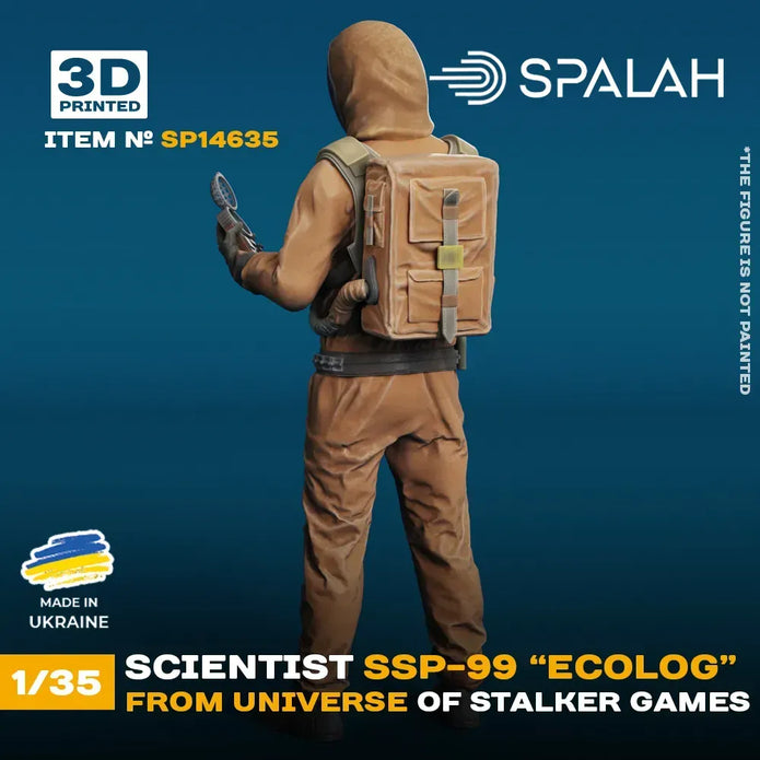 Spalah SP14635 Figure Scientist SSP-99 Ecologist from STALKER universe Scale 1:35 | Detailed 3D Printed Resin Kit