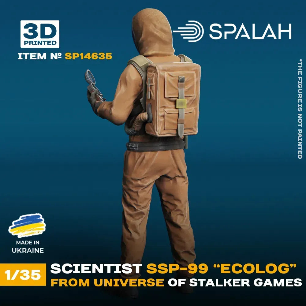 Spalah SP14635 Figure Scientist SSP-99 Ecologist from STALKER universe Scale 1:35 | Detailed 3D Printed Resin Kit