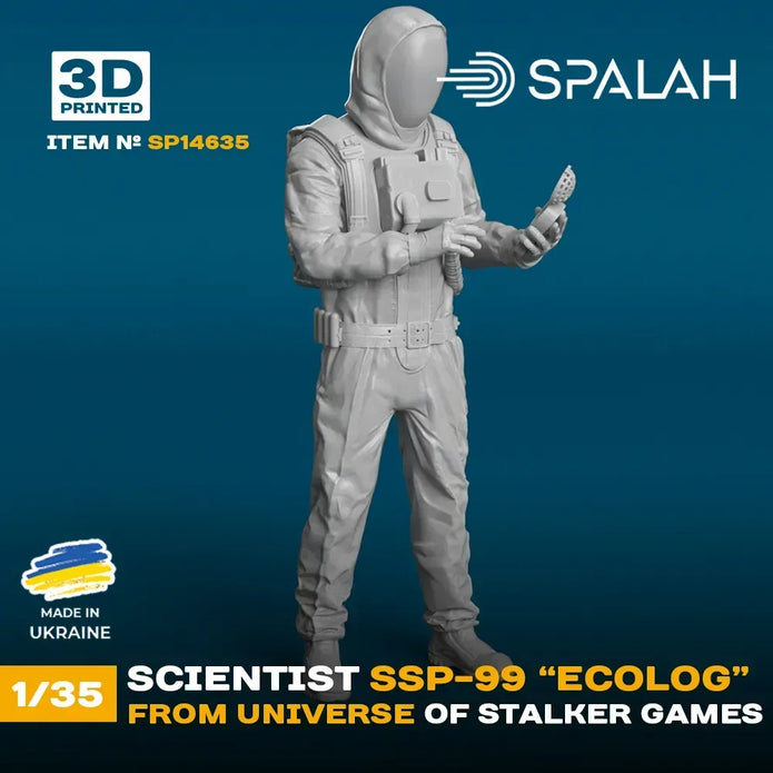 Spalah SP14635 Figure Scientist SSP-99 Ecologist from STALKER universe Scale 1:35 | Detailed 3D Printed Resin Kit