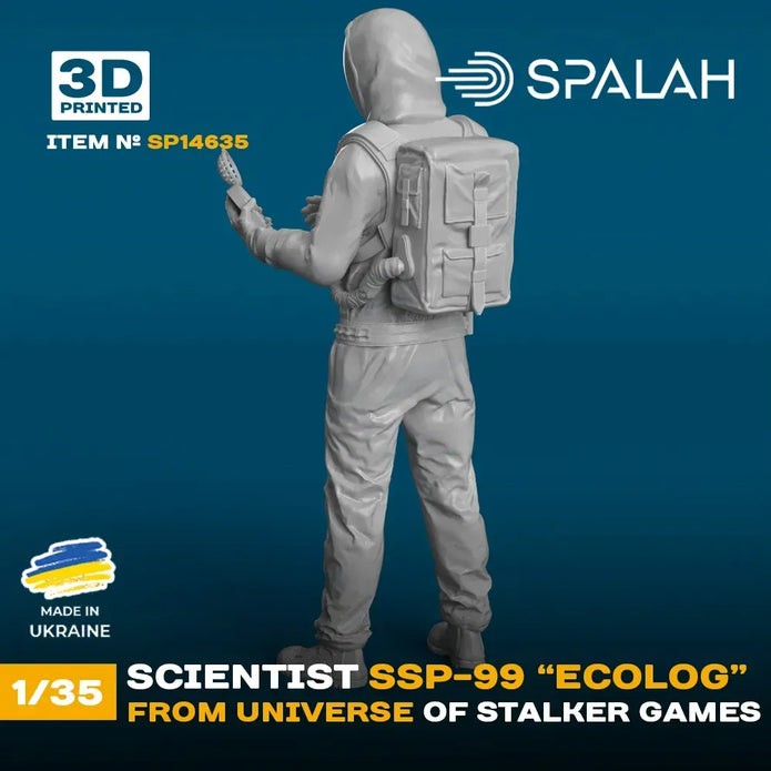 Spalah SP14635 Figure Scientist SSP-99 Ecologist from STALKER universe Scale 1:35 | Detailed 3D Printed Resin Kit