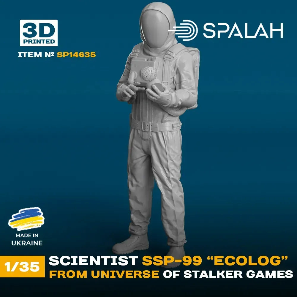 Spalah SP14635 Figure Scientist SSP-99 Ecologist from STALKER universe Scale 1:35 | Detailed 3D Printed Resin Kit