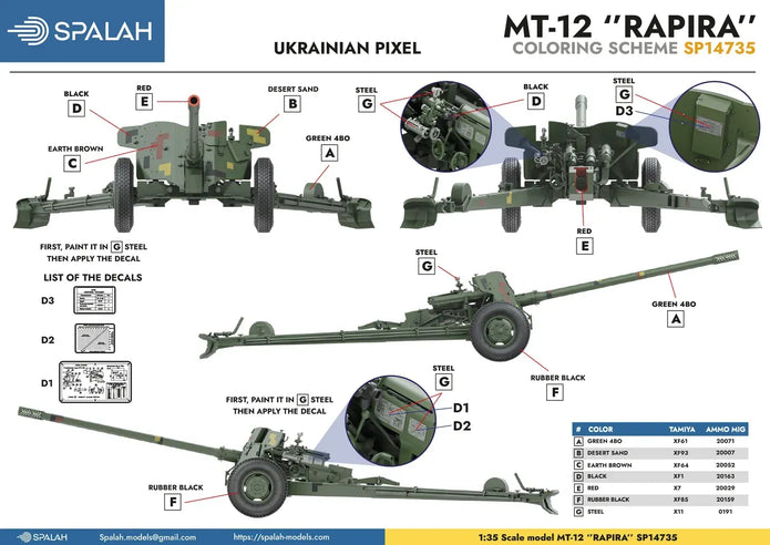 Spalah SP14735 MT-12 Rapira Scale Model Kit 1:35 | Detailed 3D Printed Resin Kit