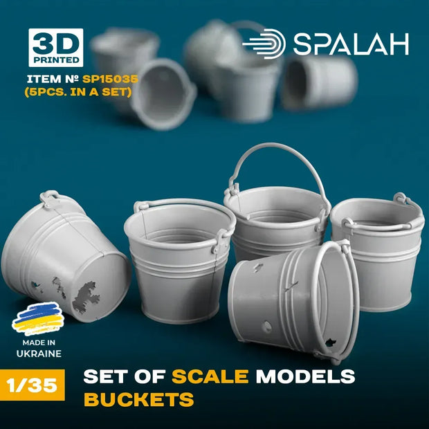 Spalah SP15035 Buckets (5 pcs) Scale Model Kit for Diorama 1:35 | Detailed 3D Printed Resin Kit