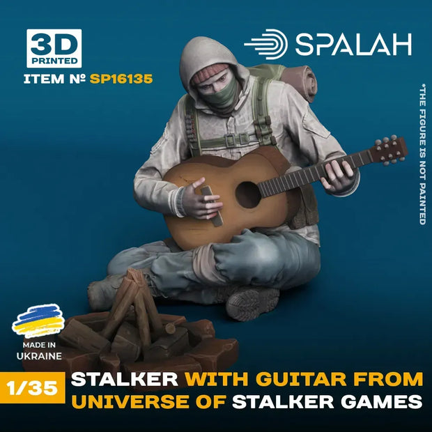 Spalah SP16135 Figure Stalker with a guitar by the campfire from universe of STALKER Scale 1:35