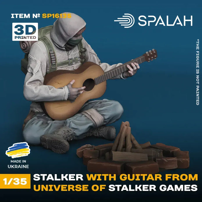 Spalah SP16135 Figure Stalker with a guitar by the campfire from universe of STALKER Scale 1:35