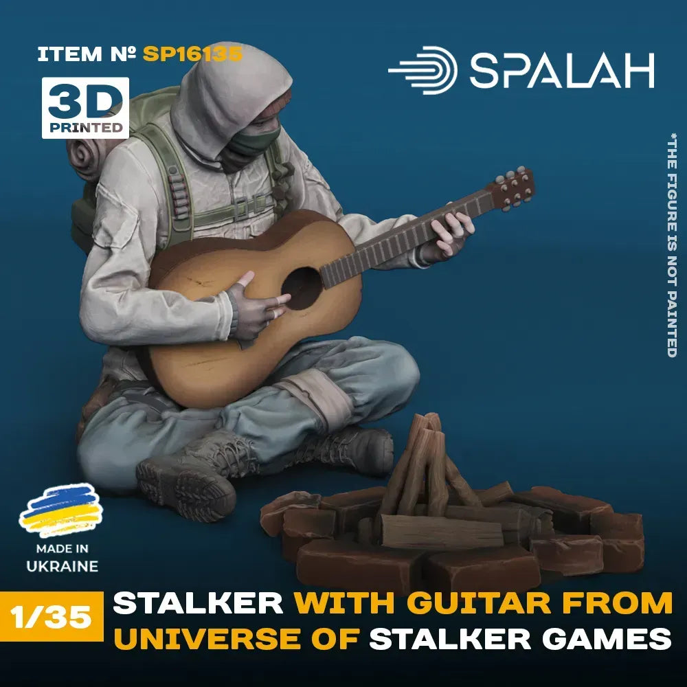 Spalah SP16135 Figure Stalker with a guitar by the campfire from universe of STALKER Scale 1:35