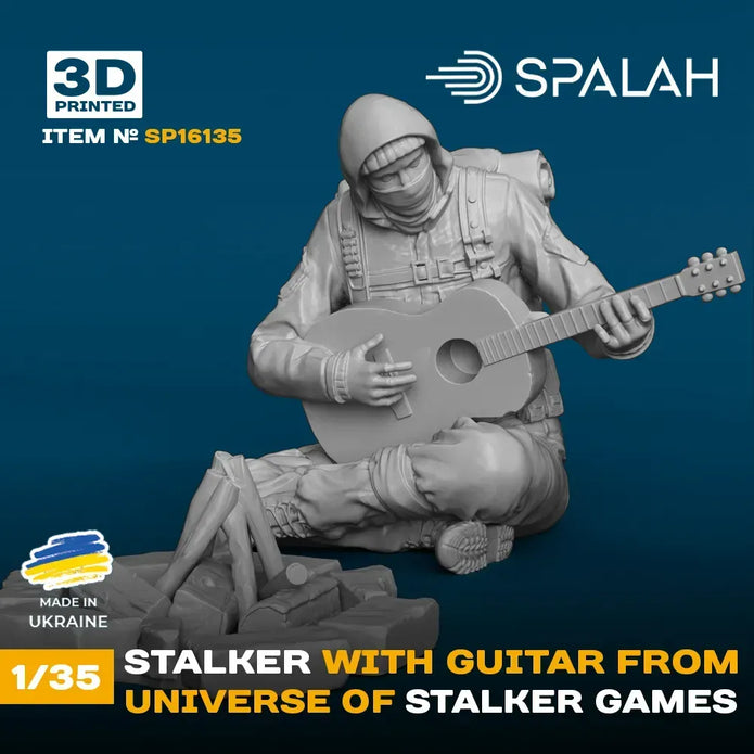 Spalah SP16135 Figure Stalker with a guitar by the campfire from universe of STALKER Scale 1:35