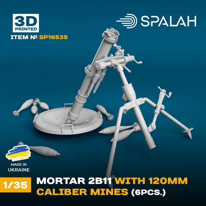 Spalah SP16535 Mortar 2B11 with 120-mm caliber mines Scale Model Kit 1:35 | Detailed 3D Printed Resin Kit