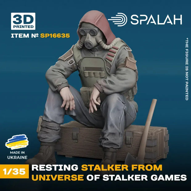 Spalah SP16635 Figure Resting Staker from Universe of STALKER Scale 1:35 | Detailed 3D Printed Resin Kit