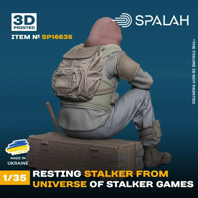 Spalah SP16635 Figure Resting Staker from Universe of STALKER Scale 1:35 | Detailed 3D Printed Resin Kit