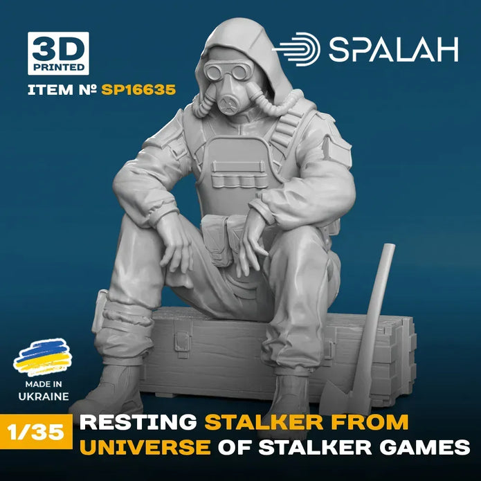 Spalah SP16635 Figure Resting Staker from Universe of STALKER Scale 1:35 | Detailed 3D Printed Resin Kit