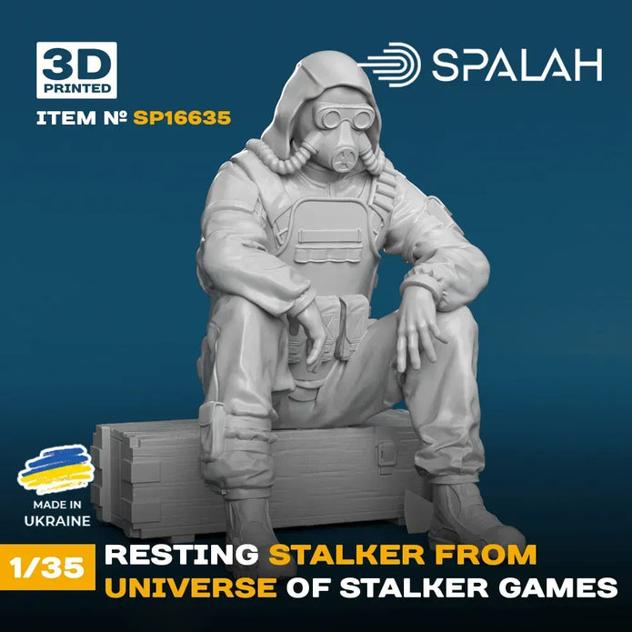 Spalah SP16635 Figure Resting Staker from Universe of STALKER Scale 1:35 | Detailed 3D Printed Resin Kit
