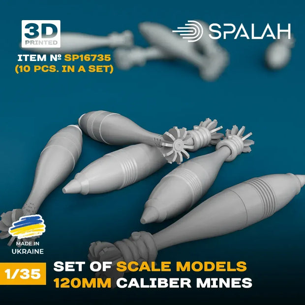 Spalah SP16735 120-mm caliber mines (10 pcs) Scale Model Kit 1:35 | Detailed 3D Printed Resin Kit