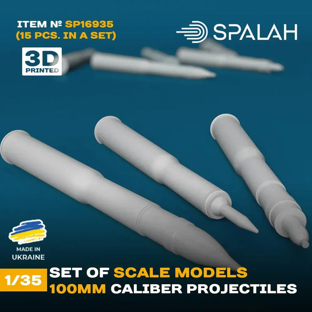 Spalah SP16935 100-mm caliber projectiles (15 pcs) Scale Model Kit 1:35 | Detailed 3D Printed Resin Kit