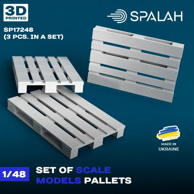 Spalah SP17248 Models Pallets (3 pcs) Scale Model Kit for Diorama 1:48 | Detailed 3D Printed Resin Kit