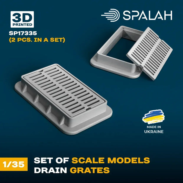 Spalah SP17335 Drain grates (2 pcs) Scale Model Kit for Diorama 1:35 | Detailed 3D Printed Resin Kit