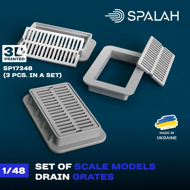 Spalah SP17348 Models Drain grates (3 pcs) Scale Model Kit for Diorama 1:48 | Detailed 3D Printed Resin Kit