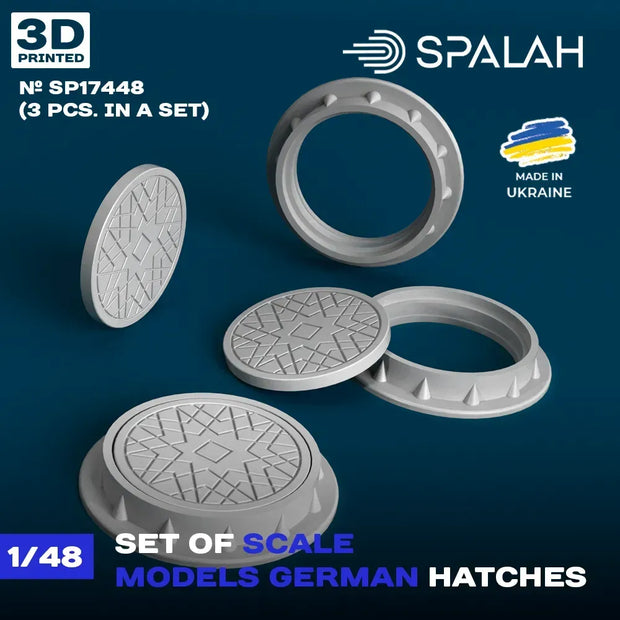 Spalah SP17448 Models German Hatches (3 pcs) Scale Model Kit for Diorama 1:48 | Detailed 3D Printed Resin Kit