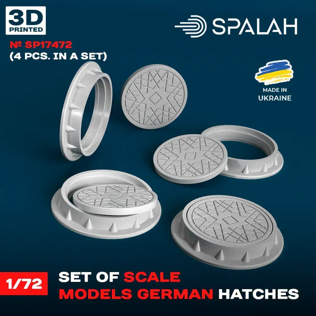 Spalah SP17472 Models German Hatches (4 pcs) Scale Model Kit for Diorama 1:72 | Detailed 3D Printed Resin Kit