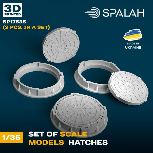 Spalah SP17535 Set of scale models Hatches (3 pcs) Scale Model Kit for Diorama 1:35 | Detailed 3D Printed Resin Kit