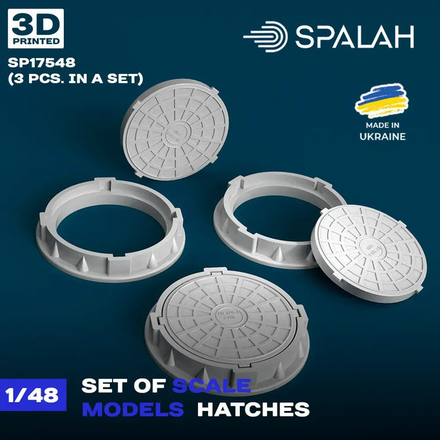 Spalah SP17548 Models Hatches (3 pcs) Scale Model Kit for Diorama 1:48 | Detailed 3D Printed Resin Kit