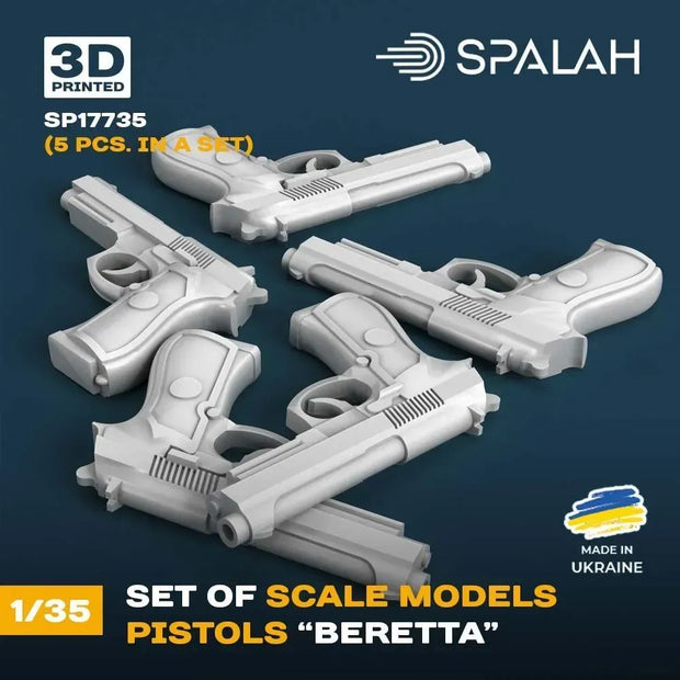 Spalah SP17735 Beretta pistols (5 pcs) Scale Model Kit 1:35 | Detailed 3D Printed Resin Kit