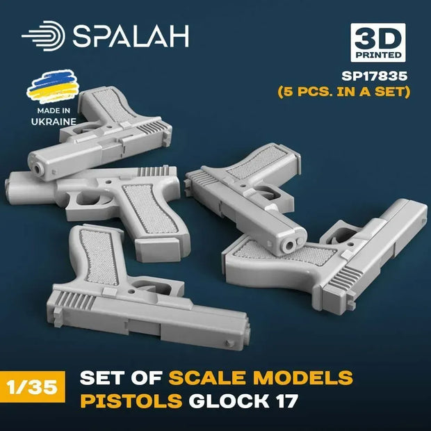 Spalah SP17835 Glock-17 pistols (5 pcs) Scale Model Kit 1:35 | Detailed 3D Printed Resin Kit
