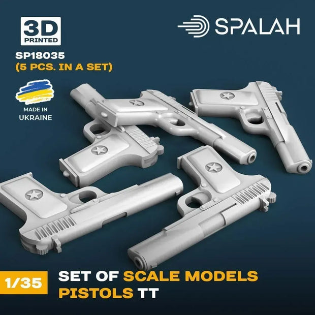 Spalah SP18035 Models TT pistols (5 pcs) Scale Model Kit 1:35 | Detailed 3D Printed Resin Kit