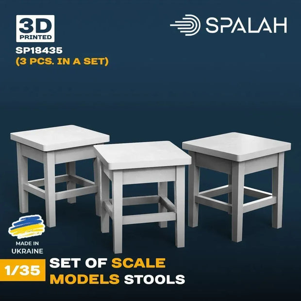Spalah SP18435 Stools (3 pcs) Scale Model Kit for Diorama 1:35 | Detailed 3D Printed Resin Kit