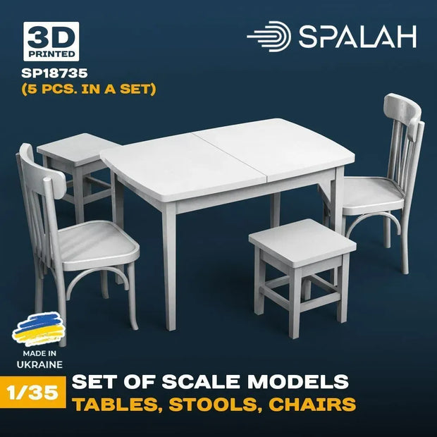 Spalah SP18735 Table with stools and chairs (5 pcs) Scale Model Kit for Diorama 1:35