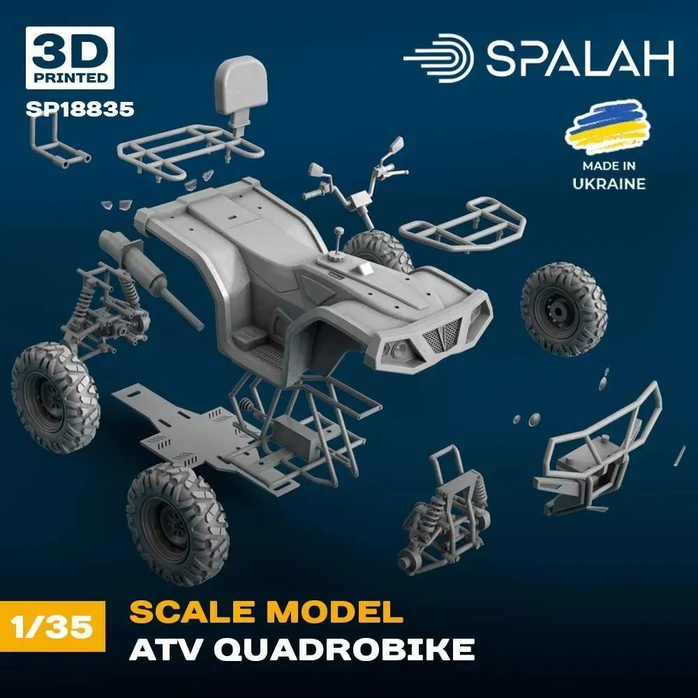 Spalah SP18835 ATV Quadrobike Scale Model Kit for Diorama 1:35 | Detailed 3D Printed Resin Kit