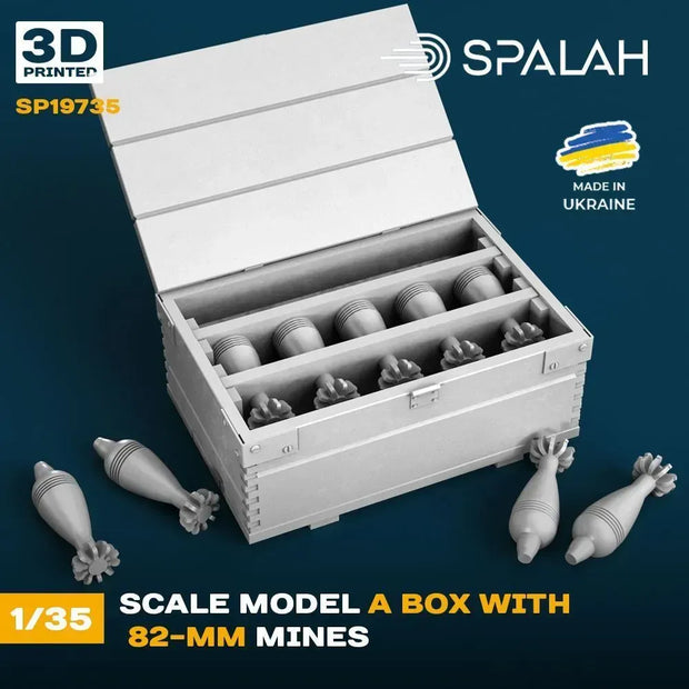 Spalah SP19735 Box with 82-mm mines Scale Model Kit 1:35 | Detailed 3D Printed Resin Kit