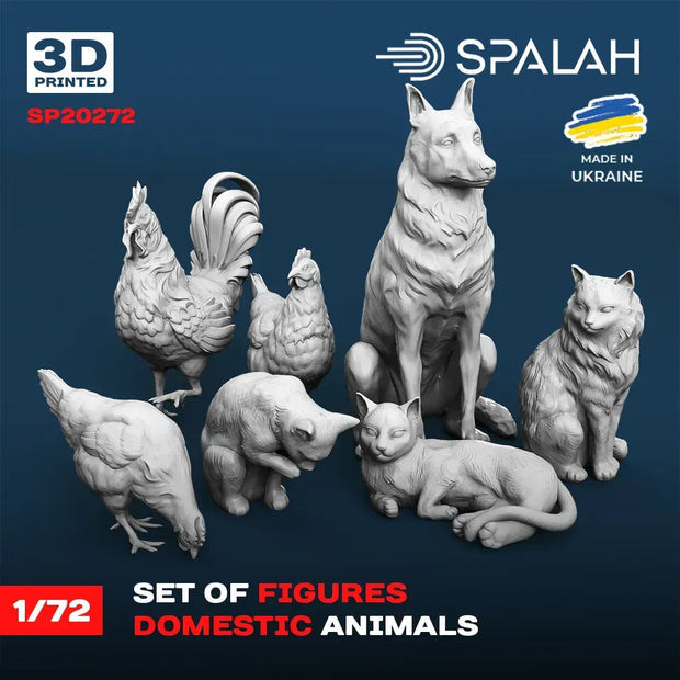 Spalah SP20272 Domestic Animals Scale Figure Model 1:72 | Detailed 3D Printed Resin Kit