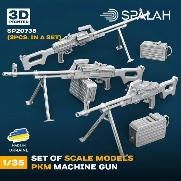 Spalah SP20735 Models PKМ machine gun (3 pcs) Scale Model Kit 1:35 | Detailed 3D Printed Resin Kit