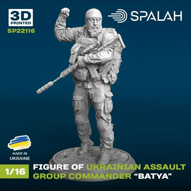 Spalah SP22116 Ukrainian assault group commander Batya Scale Figure Model 1:16 | Detailed 3D Printed Resin Kit